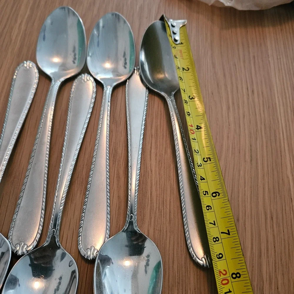 Set‎ of 6 spoons beaded rope edge pattern silvertone